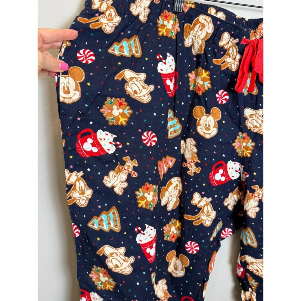 NWT Old Navy Womens 3X Disney Flannel Pajama Pants Blue Christmas Cookie Party